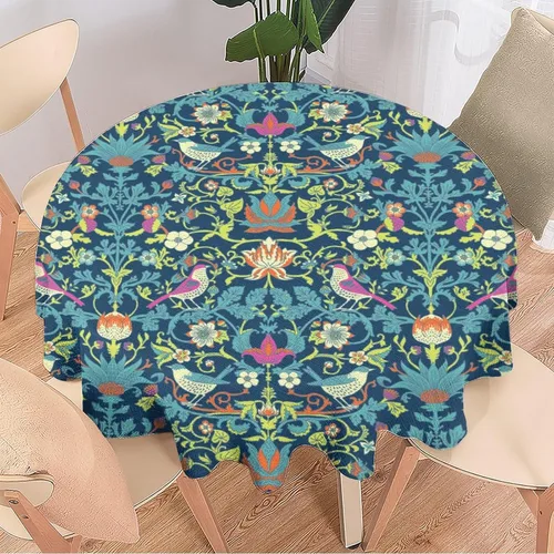 Vista 217 de Mantel Floral Retro de Pájaros, Diseño Original Bohemio William Morris Estampado Cubierta de Mesa para Hogar Picnic Fiesta Comedor Cocina William