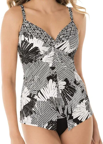 Vista 2 de Miraclesuit Traje de baño para mujer con nudo de amor escote corazón brasier con aros tankini