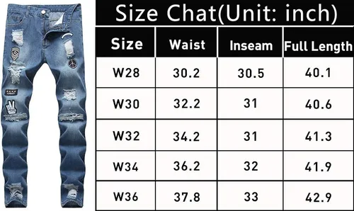 Vista 4 de Nutriangee Pantalones de mezclilla ajustados para hombre con agujeros rasgados desgastados ajustados
