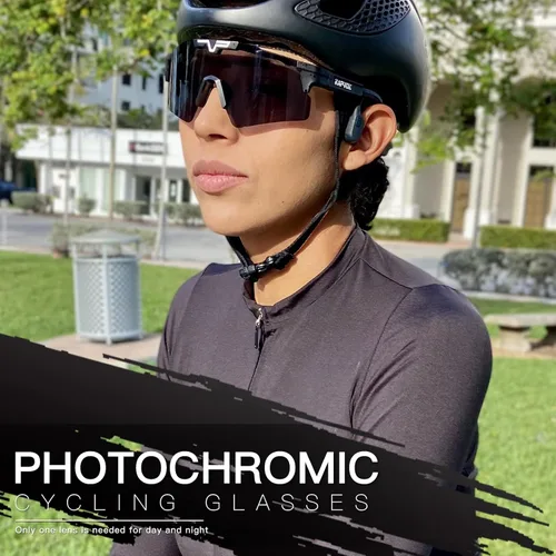 Vista 2 de KAPVOE Gafas de ciclismo fotocromáticas Gafas de sol deportivas de bicicleta de montaña Gases transparentes MTB Gafas hombres mujeres Bicicletas