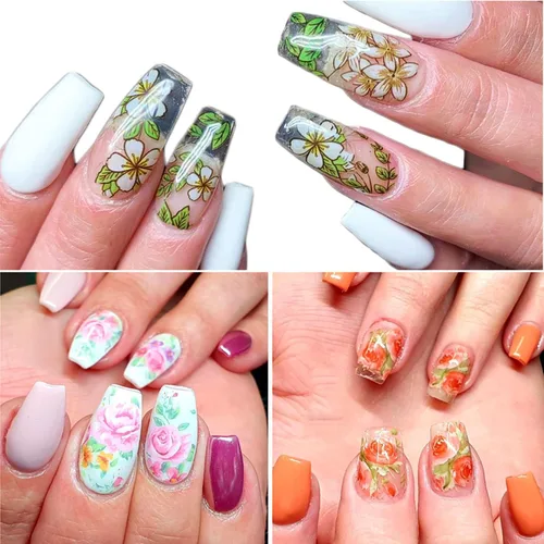 Vista 52 de Calcomanías de transferencia de papel de uñas de Navidad, 10 hojas de calcomanías de arte de uñas de Navidad, calcomanías de invierno, Papá Noel