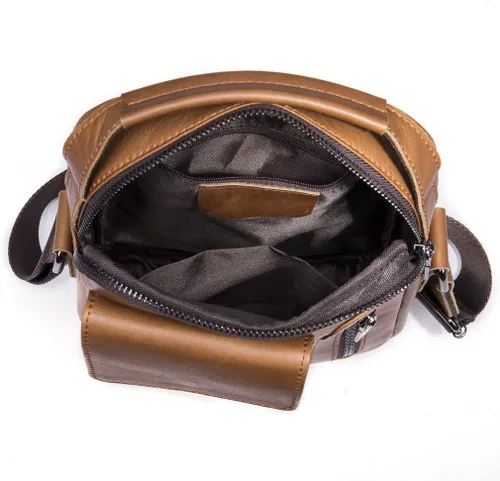 Vista 6 de Hebetag Bolso bandolera de cuero pequeño para hombre, para viajes al aire libre, negocios