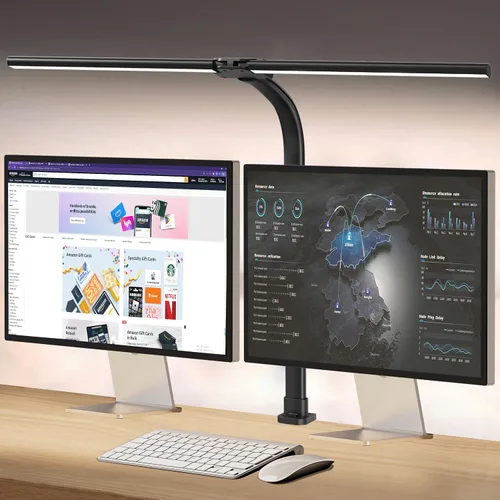 Vista 10 de AKRRYR Lámpara de escritorio LED para el hogar y la oficina, lámpara de 24 W brillante y para el cuidado de los ojos con base, luz de trabajo