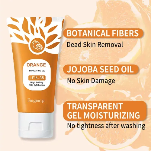 Vista 4 de Orange Enzymes - Gel exfoliante para rostro y cuerpo, limpieza profunda de poros y apriete, mejora los puntos negros, exfoliante hidratante