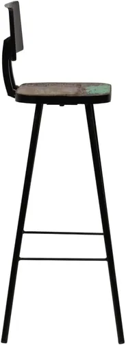 Vista 4 de sillas de bar, taburetes de bar, taburetes de bar, mesa de bar, sillas para barra de cocina, taburetes de bar 4 piezas sólido recuperado taburete
