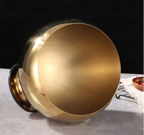 Vista 2 de Azucarero esférico de acero inoxidable dorado condimento tarro mentas titular tazón
