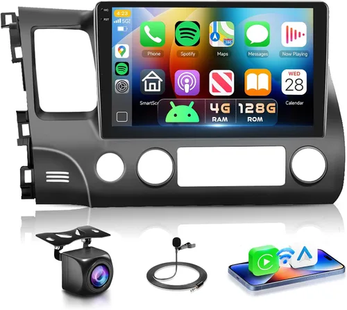 Vista 8 de Estéreo de coche 4G 64G para Honda Civic 2006-2011 Radio con pantalla táctil IPS de 10.1 pulgadas 1280x720 Radio AI DSP 36EQ Carplay inalámbrico