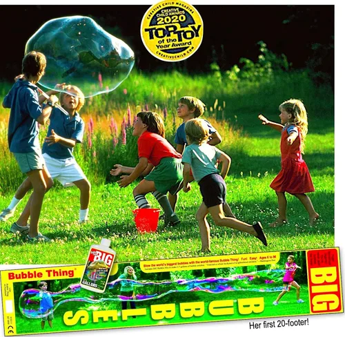 Vista 2 de BUBBLETHING Original Big Bubbles Wand & Mix para solución de burbujas de 2.7 galones