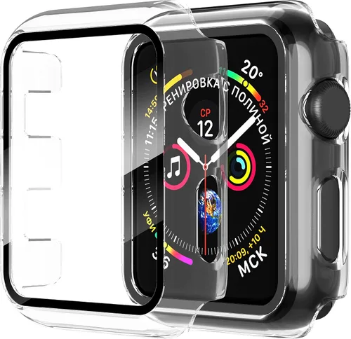 Vista 21 de Diruite Juego de 2 fundas para Apple Watch Series 3/2/1 de 38mm, protector de pantalla de vidrio templado ultradelgado de todo alrededor para iWatch