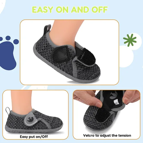 Vista 3 de FEETCITY Zapatos de bebé para niños y niñas, zapatos de primera caminata, zapatos de cuna, transpirables, ligeros, sin cordones