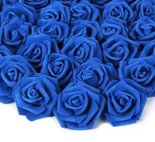Vista 18 de Cabezas de rosas artificiales, 100 rosas falsas negras, cabezas de rosas artificiales de espuma para ramos de boda, centros de mesa, arreglos