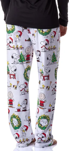 Vista 4 de Peanuts - Pantalones de pijama de Navidad para mujer, diseño de Charlie Brown Snoopy Santa