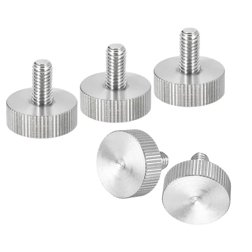 Vista 9 de uxcell M3x6mm Tornillos de pulgar moleteados, 5 piezas de acero inoxidable 304, cabeza plana moleteada, tornillos de pulgar roscados completamente