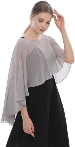 Vista 3 de LMVERNA Chal para mujer, capas formales de gasa, ligeras, transparentes, para cubrir el vestido