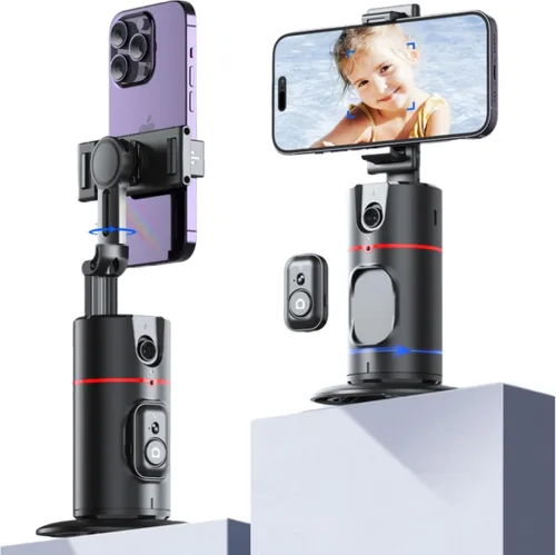 Vista 7 de Control remoto de trípode de seguimiento automático de cara, soporte de teléfono de seguimiento inteligente, montaje de cámara de teléfono de 360°