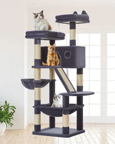 Vista 78 de Taoqimiao Árbol para gatos de 57.5 pulgadas, torre para gatos de interior para adultos, condominio extragrande para gatos, 8 postes rascadores