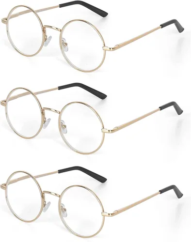 Vista 9 de Gafas de lectura redondas con marco de metal con bisagra de resorte (negro, plateado y plomo)