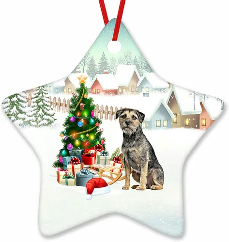 Vista 69 de Prezzy Airedale Terrier - Adorno para decoración de árbol de Navidad, regalos lindos para amantes de los perros, para familiares y amigos, nuevo