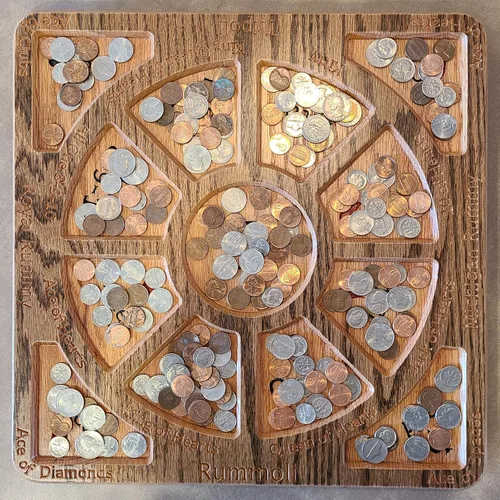 Vista 6 de Edición limitada 16"x16" Roble rojo sólido Tripoli, Michigan Rummy o Rummoli Board 8-9-10 NTT