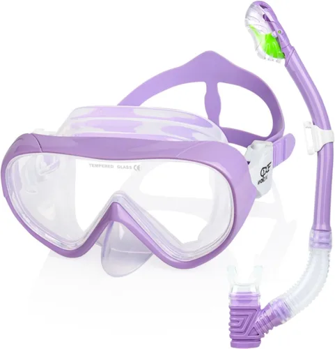 Vista 11 de Juego de esnórquel para niños, máscara de buceo para niños, gafas de natación antivaho y equipo de esnórquel seco para niños y niñas de 4 a 14 años