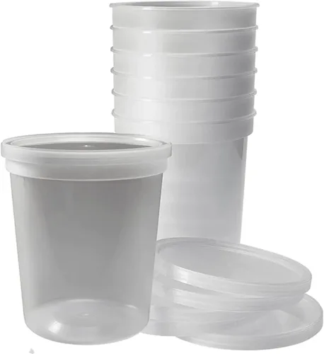 Vista 7 de Recipientes resistentes con tapas de 32 onzas – Vasos desechables para almacenamiento de alimentos a prueba de fugas – Recipientes de almacenamiento