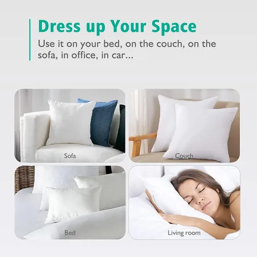 Vista 8 de APSMILE Juego de 2 rellenos de almohada de plumón orgánico de 16 x 16 pulgadas, 100 % tela de algodón, suave y esponjoso, funda de almohada