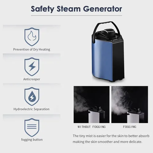 Vista 2 de Sauna de vapor portátil, caja de sauna personal para el hogar, tiendas de sauna para spa en casa, generador de vapor de 3 L y 800 W con protección