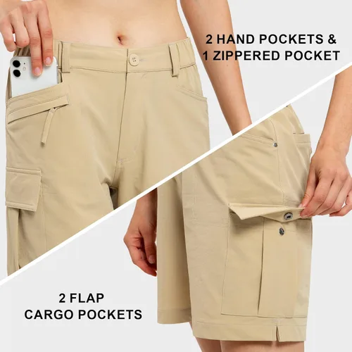 Vista 4 de Pantalones cargo para mujer, holgados, casuales, de algodón, tácticos, militares, militares, con 7 bolsillos