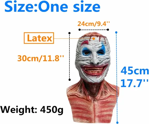 Vista 4 de Máscara de payaso que cambia la cara de Halloween, casco de payaso aterrador de boca movible, casco de calavera de doble cara, accesorios