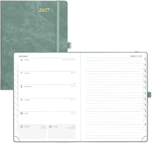 Vista 12 de POPRUN Agenda semanal y mensual 2027, libro de citas grande de 8.5 x 10.5 Verde oliva
