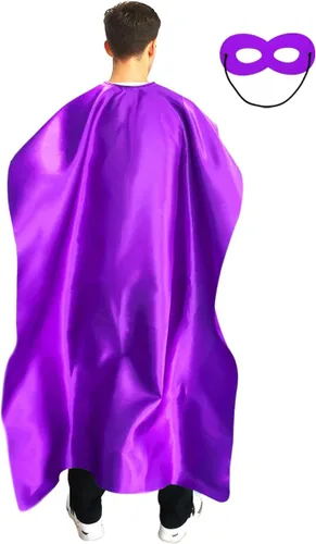 Vista 9 de Capa y máscara de superhéroe para adultos para hombre y mujer, capas de vampiro de Halloween, disfraz de superhéroe Negro