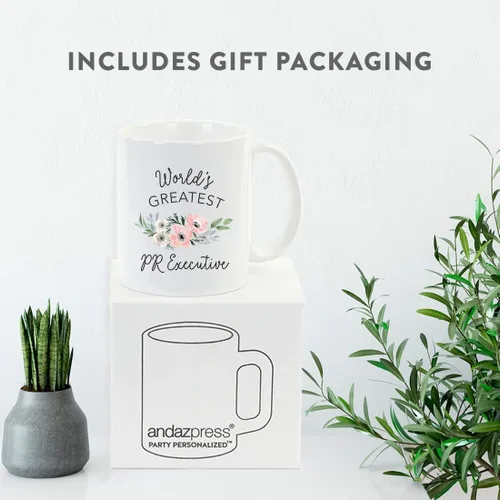 Vista 4 de Andaz Press Taza de café personalizada de 11 onzas, taza ejecutiva de relaciones públicas más grande del mundo, flor de anémona rosa, 1 paquete