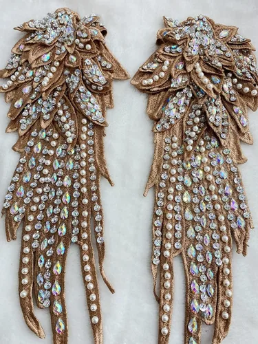 Vista 3 de Hecho a mano de 18 colores para coser diamantes de imitación de perlas de encaje apliques de perlas para coser a mano, parches para accesorios
