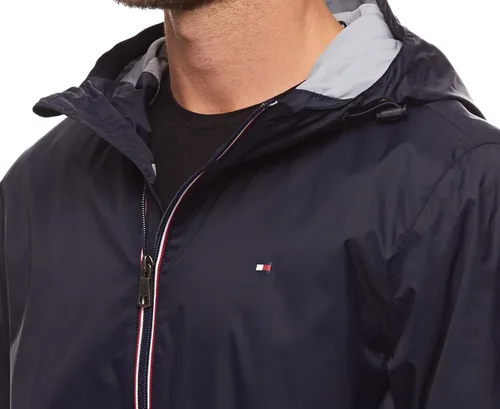 Vista 5 de Tommy Hilfiger - Chaqueta impermeable con capucha para hombre, ligera, para lluvia