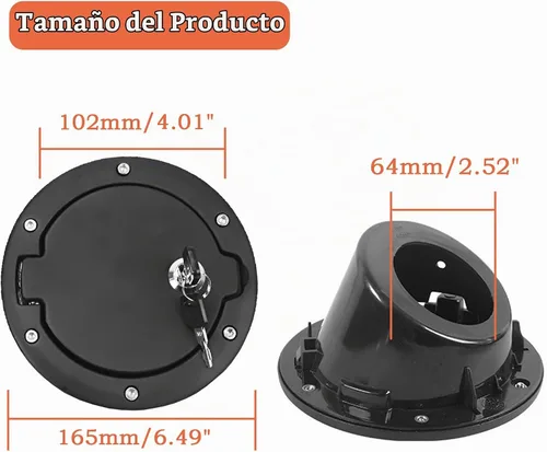 Vista 5 de Cubierta de puerta de llenado de combustible, cubierta de tapa de depósito de combustible de gas, color negro, apta para Jeep Wrangler JK 2007 2008