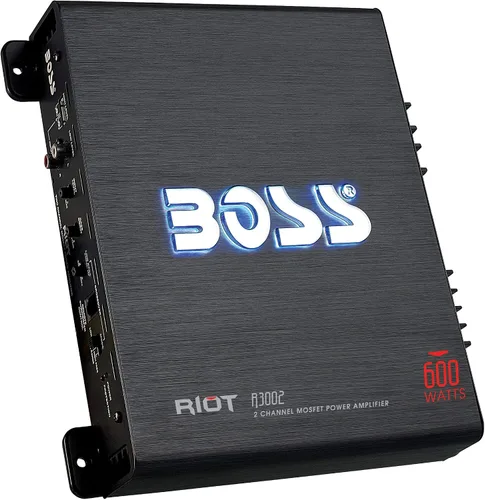 Vista 2 de BOSS Audio Systems R3002 serie Riot amplificador de audio para auto - 600 W de alta potencia, 2 canales, 2/8 ohmios, entradas de alto y bajo nivel