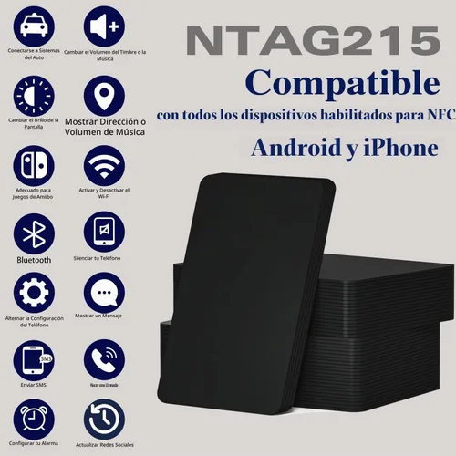 Vista 5 de 10pcs NFC Tags NTAG215 NFC Cards NFC Business Card Black NFC Card Programmable NFC Chip Compatible with NFC Enabled Mobile Phones & Devices Negro