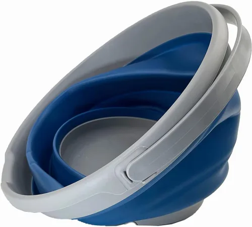 Vista 3 de SAMMART Cubo de plástico plegable de 10 L (2.6 galones), bañera redonda plegable con asa, cubo de pesca portátil, cubo de agua, ahorro desplegable