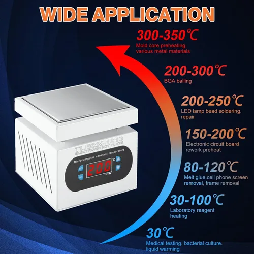 Vista 5 de placa caliente de la estación de soldadura de 350W 110V, laboratorio eléctrico del calentador de la reanudación del precalentamiento