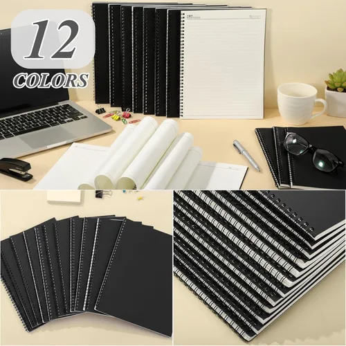 Vista 5 de Leelosp 12 cuadernos pequeños en espiral forrados en espiral, cuaderno con rayas universitarias, cubierta de papel kraft encuadernado con alambre