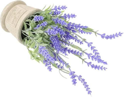 Vista 5 de BESPORTBLE Macetero de lavanda artificial, florero de lavanda sintética, decoración de planta morada falsa en maceta, centro de mesa de simulación
