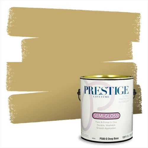 Vista 200 de PRESTIGE Pinturas de pintura exterior e imprimación en uno, 1 galón, plano, combinación comparable de Benjamin Moore* Manzanilla*