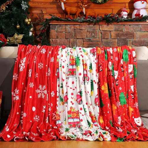 Vista 9 de Ganeen Paquete de 3 Mantas Navideñas de Felpa con Impresión, Manta de Forro Polar 50 x 60 Pulgadas, Manta Cálida y Suave de Franela para Vacaciones