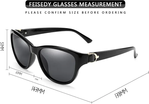 Vista 19 de FEISEDY Gafas de sol polarizadas vintage para mujer, elegantes gafas de sol Cateye B2476