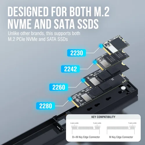 Vista 3 de Sabrent Caja sin herramientas USB 3.2 Tipo-C para SSD M.2 PCIe NVMe y SATA (EC-SNVE)