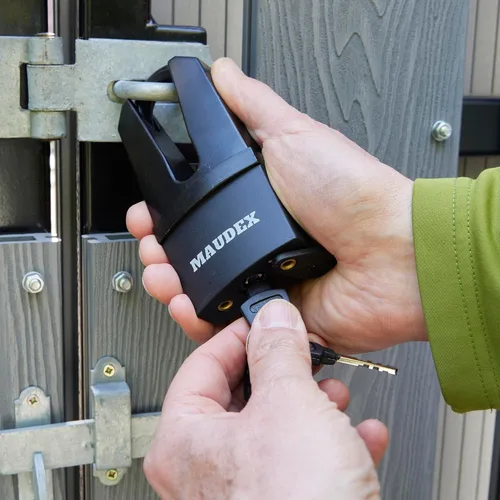 Vista 7 de Maudex® MDL60 Candado de alta seguridad para uso en exteriores – [10 llaves] – [Cilindro antitaladro, antipúas] – Cerradura ideal para unidad
