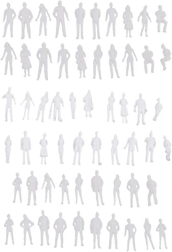 Vista 5 de Yiju 20 piezas de plástico 1:50 simulación mini tren modelo sin pintar personas kit blanco juguete