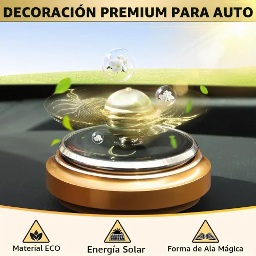 Vista 2 de Spinner Fidget Dorado de Energía Solar, Ambientador de Aire para Coche, Decoración de Salpicadero Alimentado por la Luz Solar, Kit de Ciencia Oro