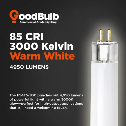 Vista 5 de GoodBulb F54T5/830/ECO 54W 46 pulgadas T5 Bombilla fluorescente T5, base bi-pin media blanca cálida de 3000 K, 4950 lúmenes 85 CRI 36000 horas
