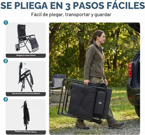 Vista 10 de EVER ADVANCED Silla de aluminio gravedad cero, 2.4" acolchado, capacidad de Negro